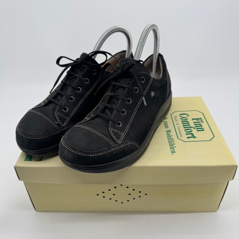 Finn Comfort Soho-S Shoes Womens 38 Black Nubuck Leather Comfort Germany Oxford